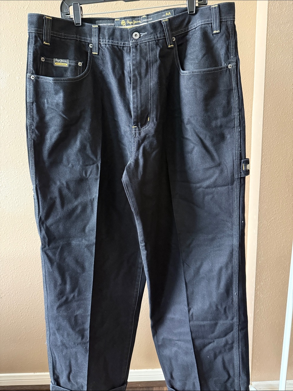 Pepe Jeans Black Work-Style Straight Leg Trousers
